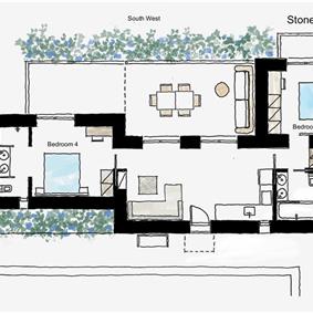 5 bedroom luxury villa with infinity pool, sea views and tennis court near Chania, sleeps 10